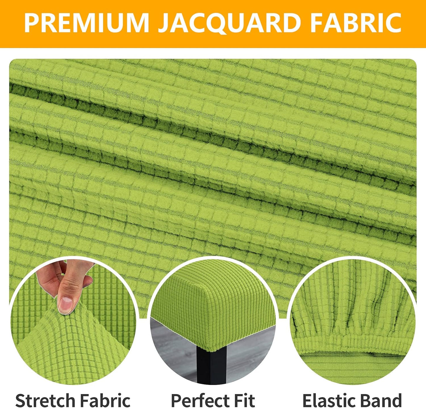 Howhic Chair Covers for Dining Room Set of 4, Stretchy Dining Chair Covers, Textured Jacquard Kitchen Chair Slipcovers, Classy Decor for Home and Banquet (Apple Green, 4 Pack)