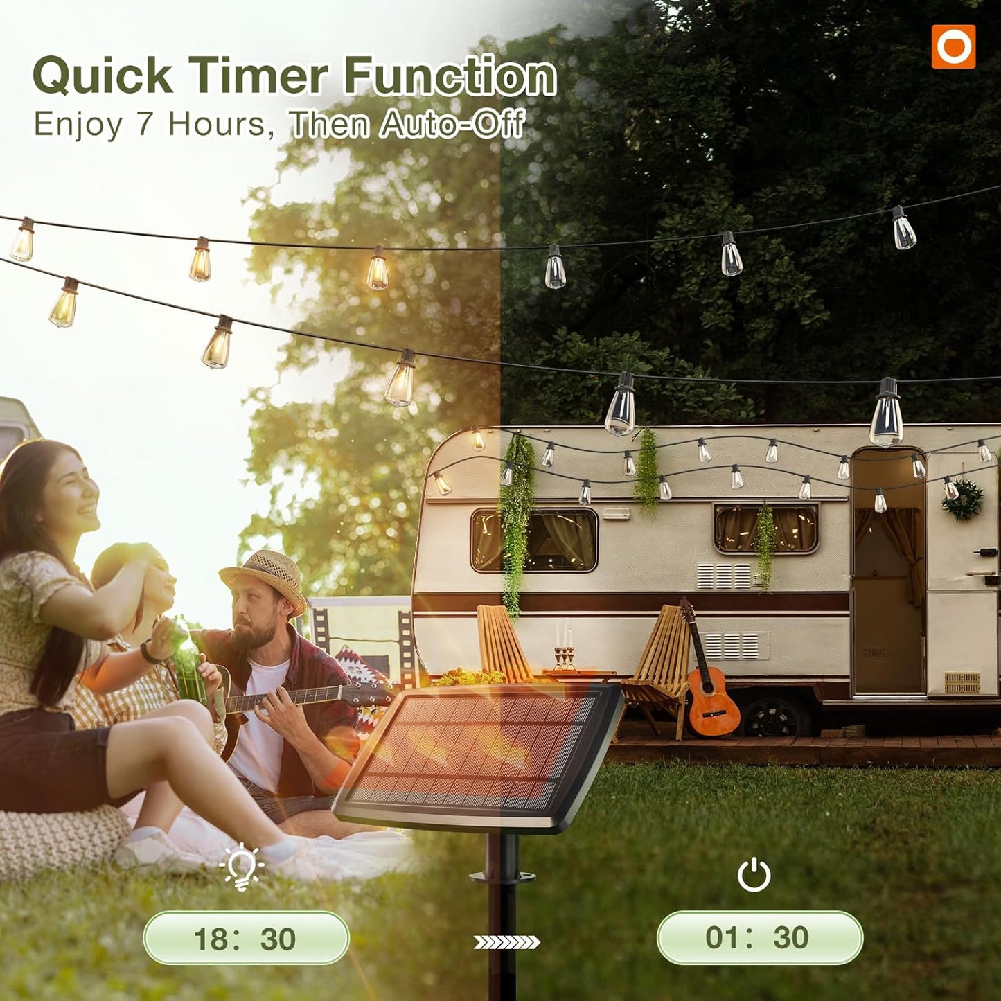 addlon 102(96+6) FT Solar String Lights Waterproof,Patio Light Solar Powered with Remote & USB Port 3 Modes, 30+2 LED Shatterproof Bulbs Outdoor Lighting for Camping Backyard Garden