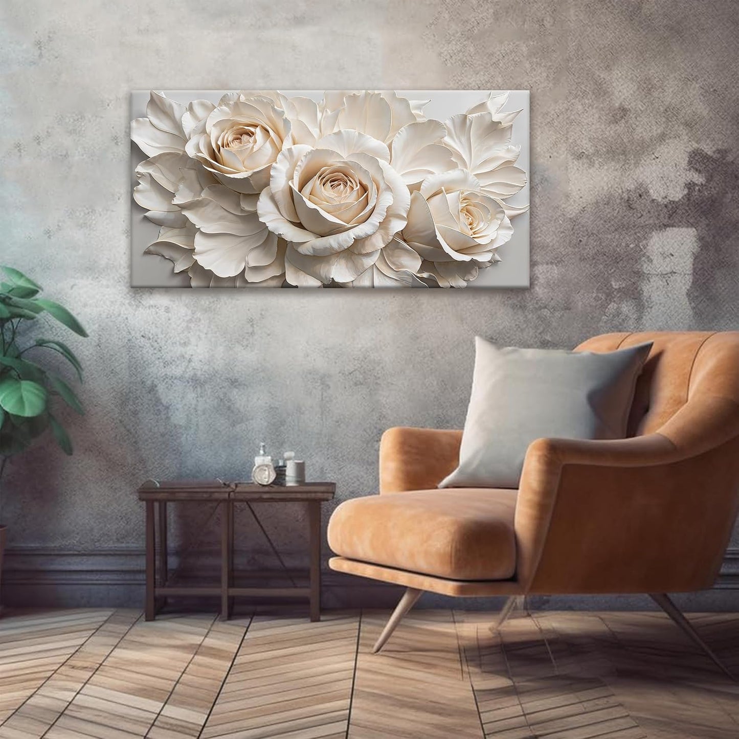 QSQ Canvas Art Wall Decor Print Paintings White Flower Wall Art Prints Pictures Decor Ready To Hang Pictures For Bedroom Bathroom Office Kitchen Home Decoration 20" × 40"