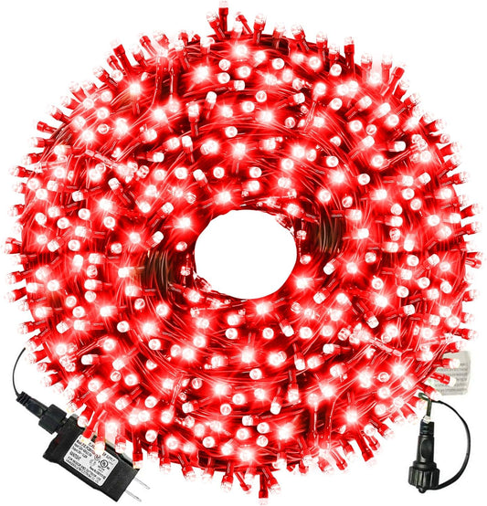 XTF2015 105ft 300 LED Christmas String Lights, End to End Plug 8 Modes Christmas Lights - UL Certified - Outdoor Indoor Fairy Light Christma s Tree, Patio, Garden, Party, Wedding, Holiday (Red)