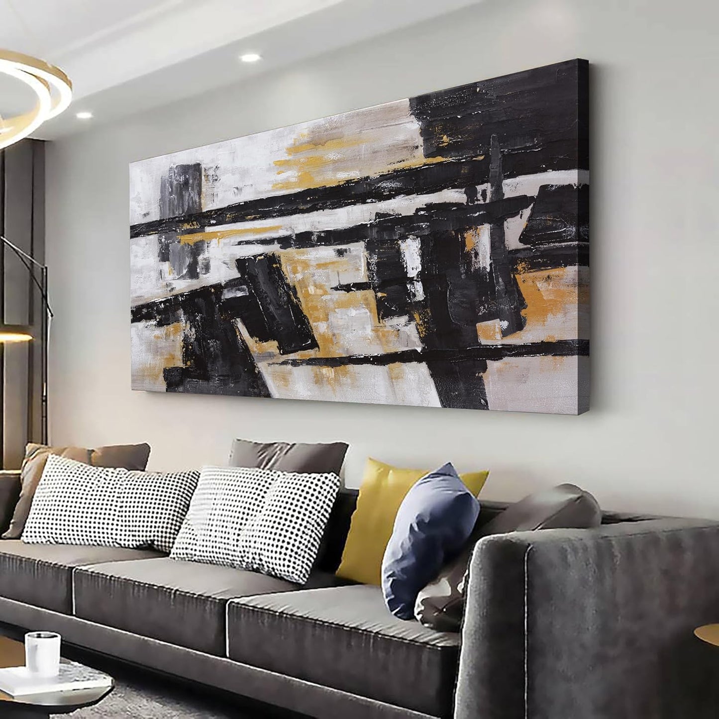 Black And Gold Abstract Wall Art Small Size Artwork Home Decoration Artwork Decor Modern Minimalist Canvas Painting Living Room Decor For Bedroom Office Wall Decor 20"X40"