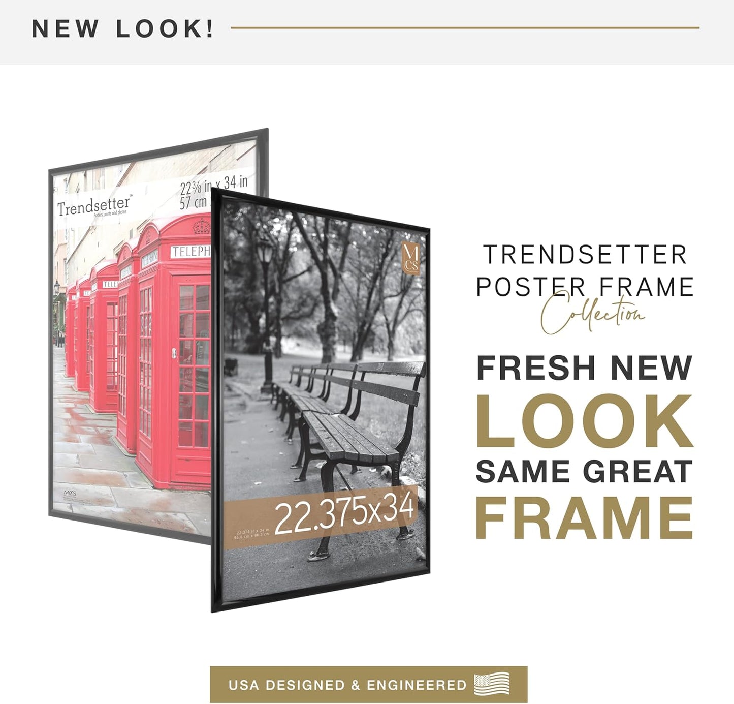 MCS Trendsetter 22.75x34 Poster Frame Black High-Gloss, Vertical & Horizontal Wall Hanging Large Picture Frame for Photos, Posters & Art Prints (1-Pack)