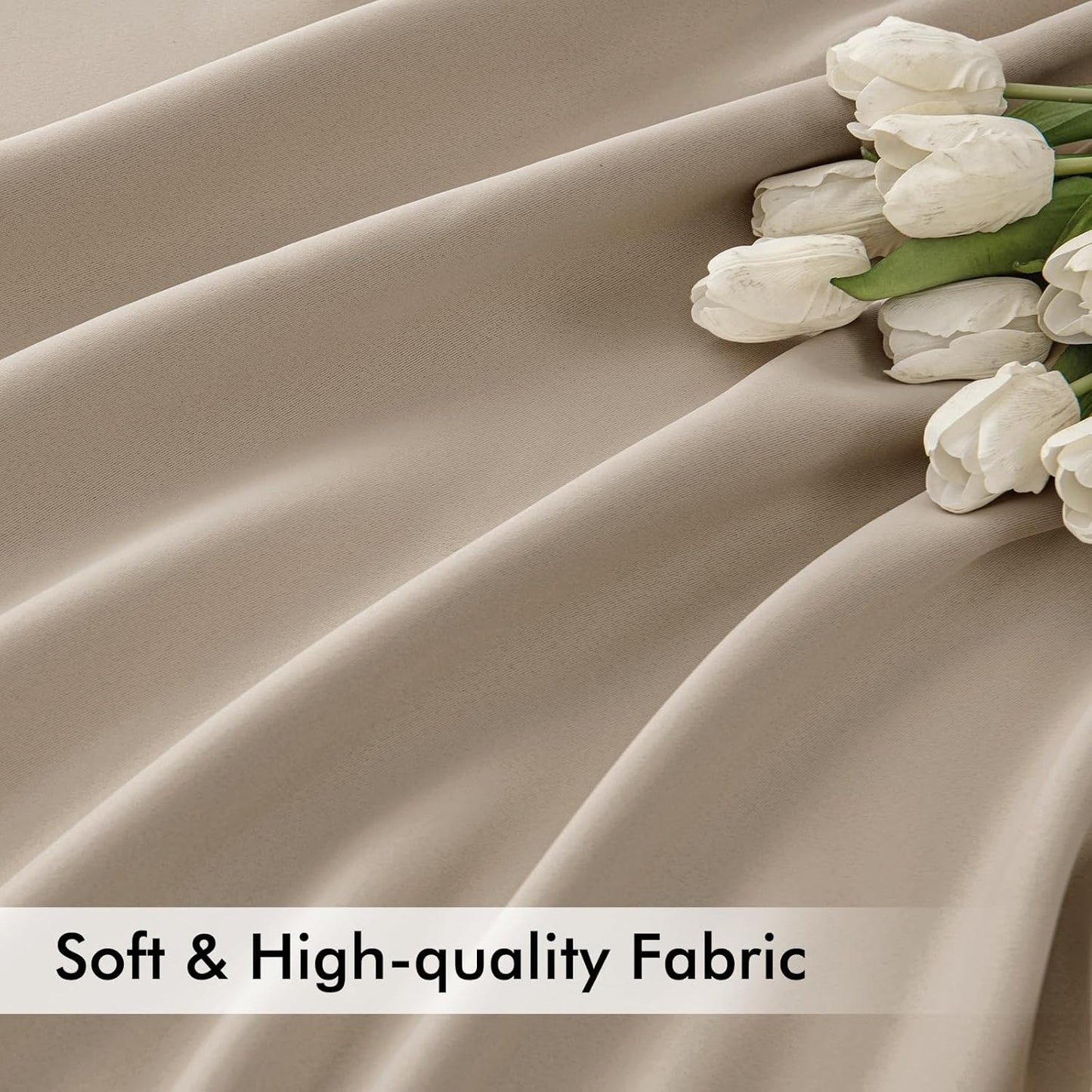 MIULEE Taupe Back Tab Blackout Curtains 84 Inch Length 2 Panels Set for Living Room Bedroom Privacy, Rod Pocket/Pinch Pleat Thermal Insulated Room Darkening Pleated Light Blocking Drapes