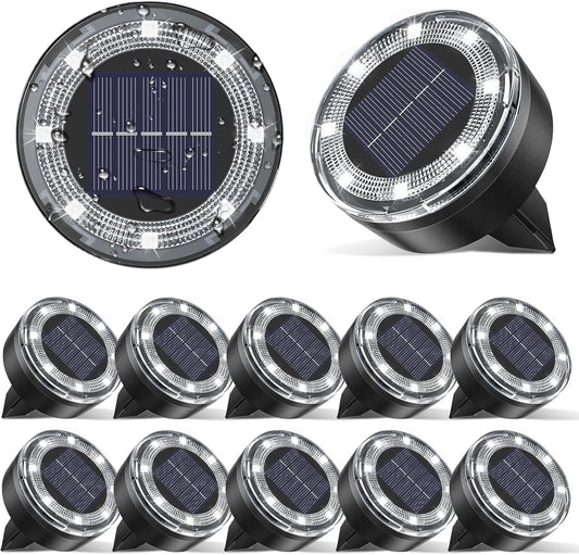 Mini Solar Ground Lights, 12 Pack Solar Lights Outdoor Waterproof, Upgraded LED Flat Landscape Lighting for Outside Pathway Garden Patio Yard Driveway,Cold White