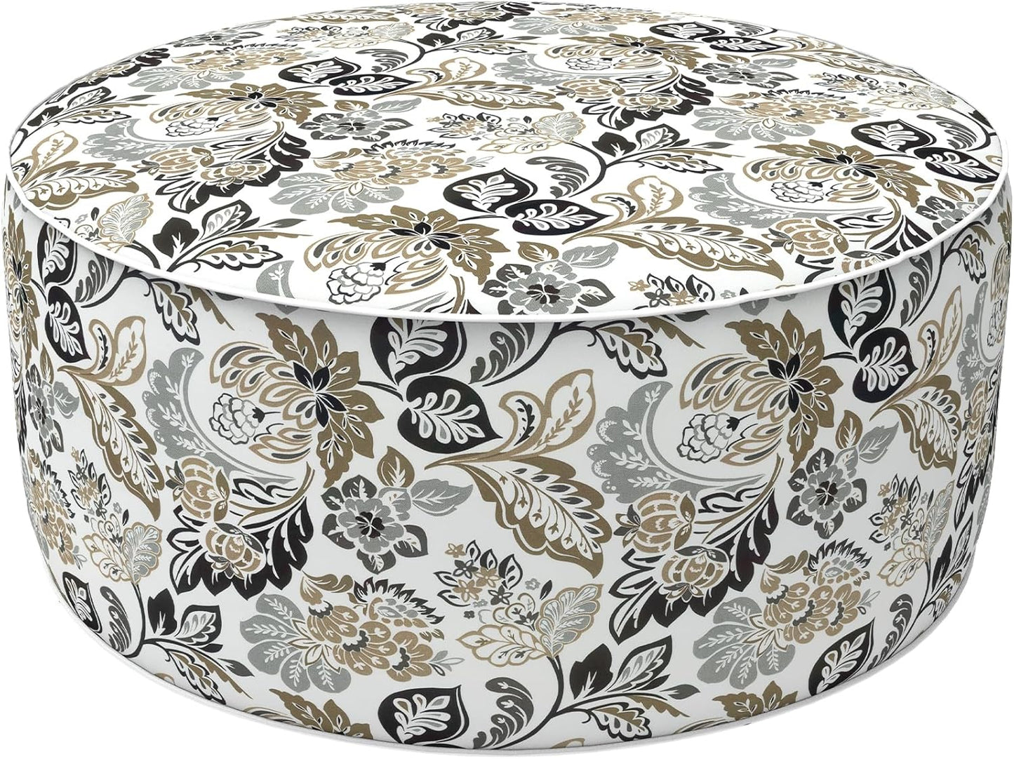 LVTXIII Outdoor Inflatable Ottoman, Fade-Resistant Round Footrest Stool D31”x H14”, Portable Patio Pouf for Garden Camping or Home Use, Dailey Tan