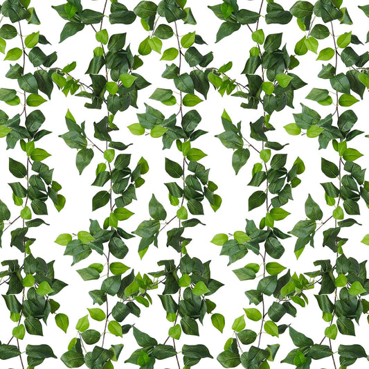 RECUTMS Artificial Vines Ivy Garland 6 Strands Fake Vine with Silk Green Leaves Hanging Plants Greenery Artificial Garland for Home Wall Bedroom Party Wedding Arch Apartment Room Decor