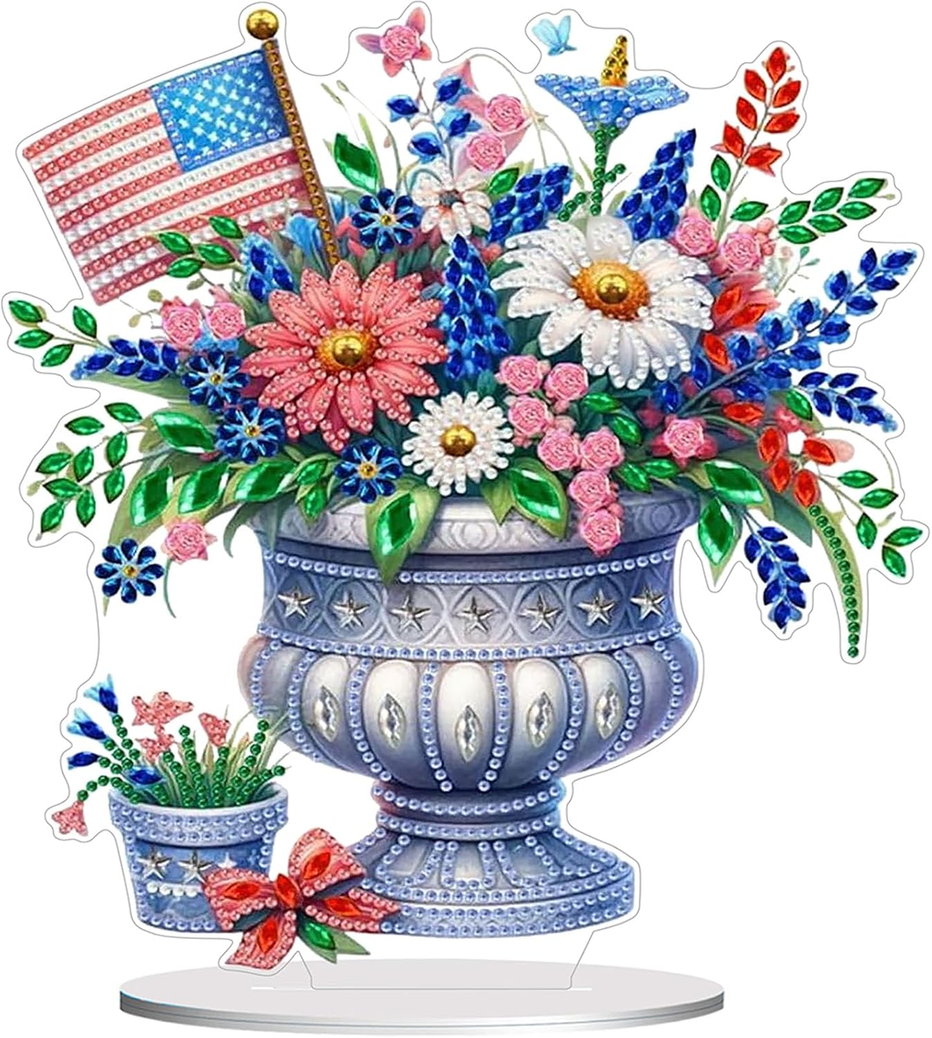 Diamond Painting Kits for Adults Beginners, 5D Full Drill Flowers Crystal Art Desktop Ornament, DIY Single Sided Home Office Desk Decor, Creative Craft Gift Set with Tools