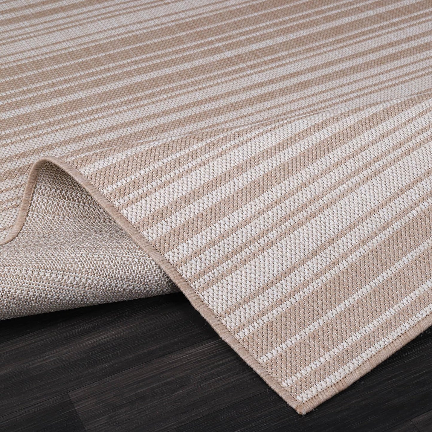 Stripe Outdoor Rug 6x9 Washable Outside Carpet for Indoor Patio Porch Waterproof Easy Cleaning Non Shedding Area Rugs Beige 6 x 9