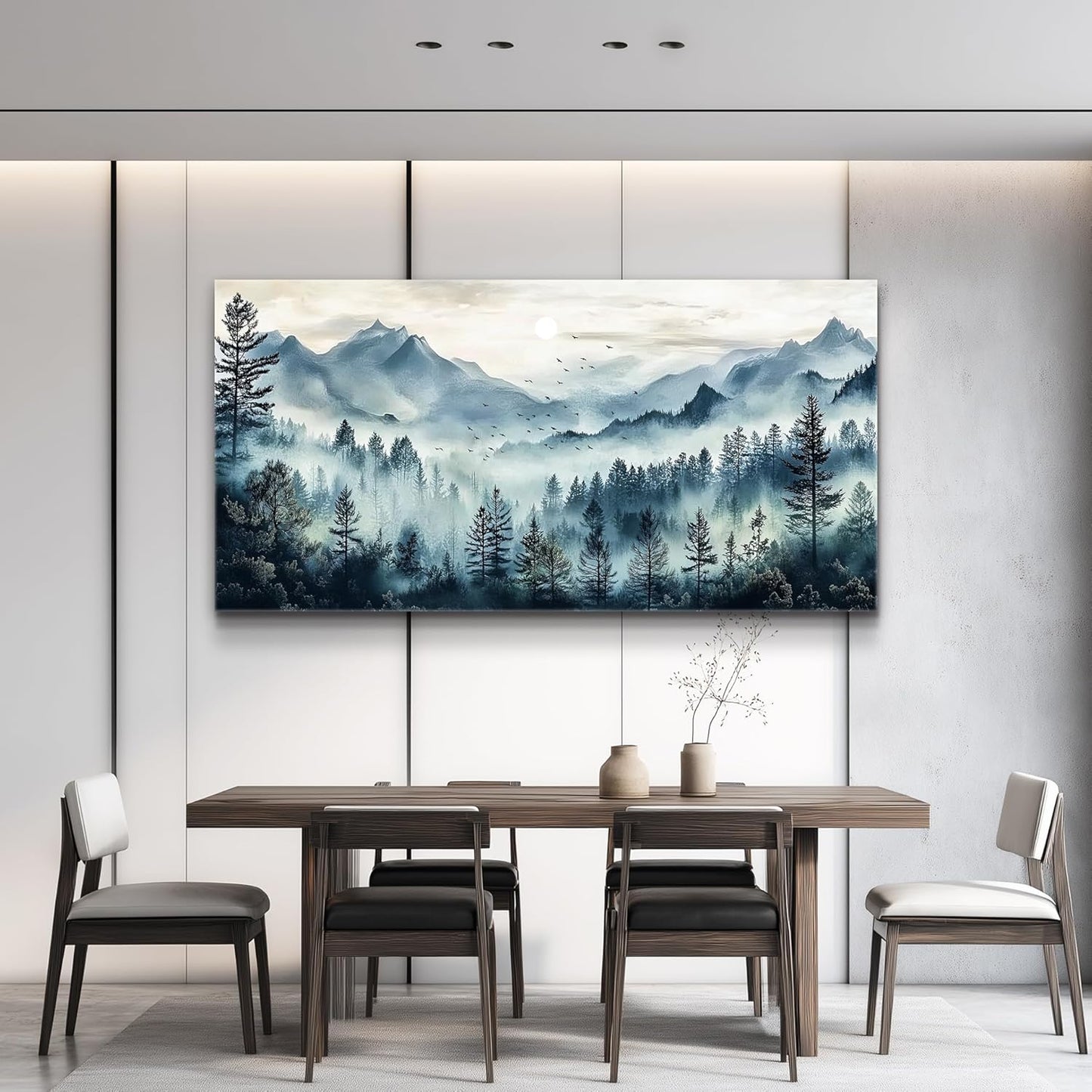 Canvas Wall Art for Living Room Wall Decor for Bedroom Office Wall Decoration Foggy Forest Painting Artwork Room Aesthetic Home Decor 20x40 in