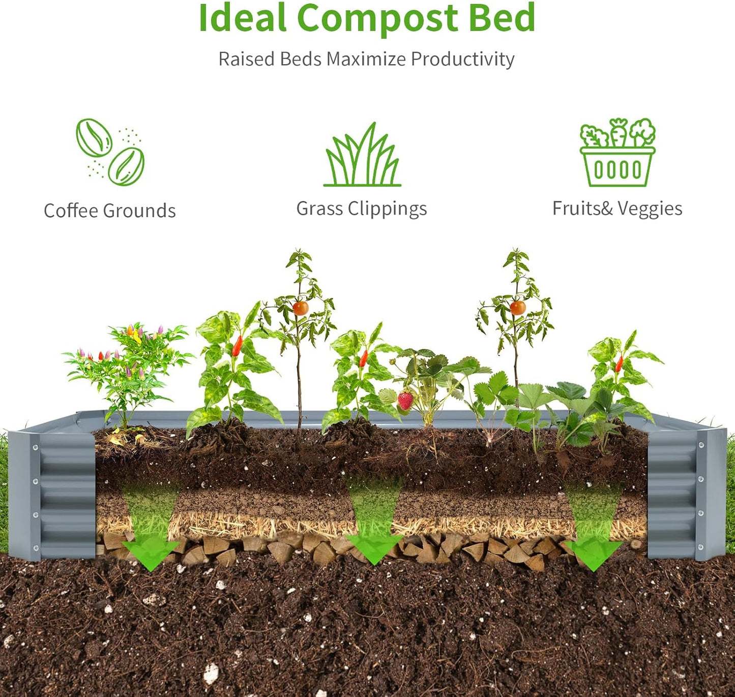 Land Guard 6×3×1ft Galvanized Raised Garden Bed Kit for Vegetables, Galvanized Large Metal Planter Raised Garden Boxes Outdoor(Modern Grey)…