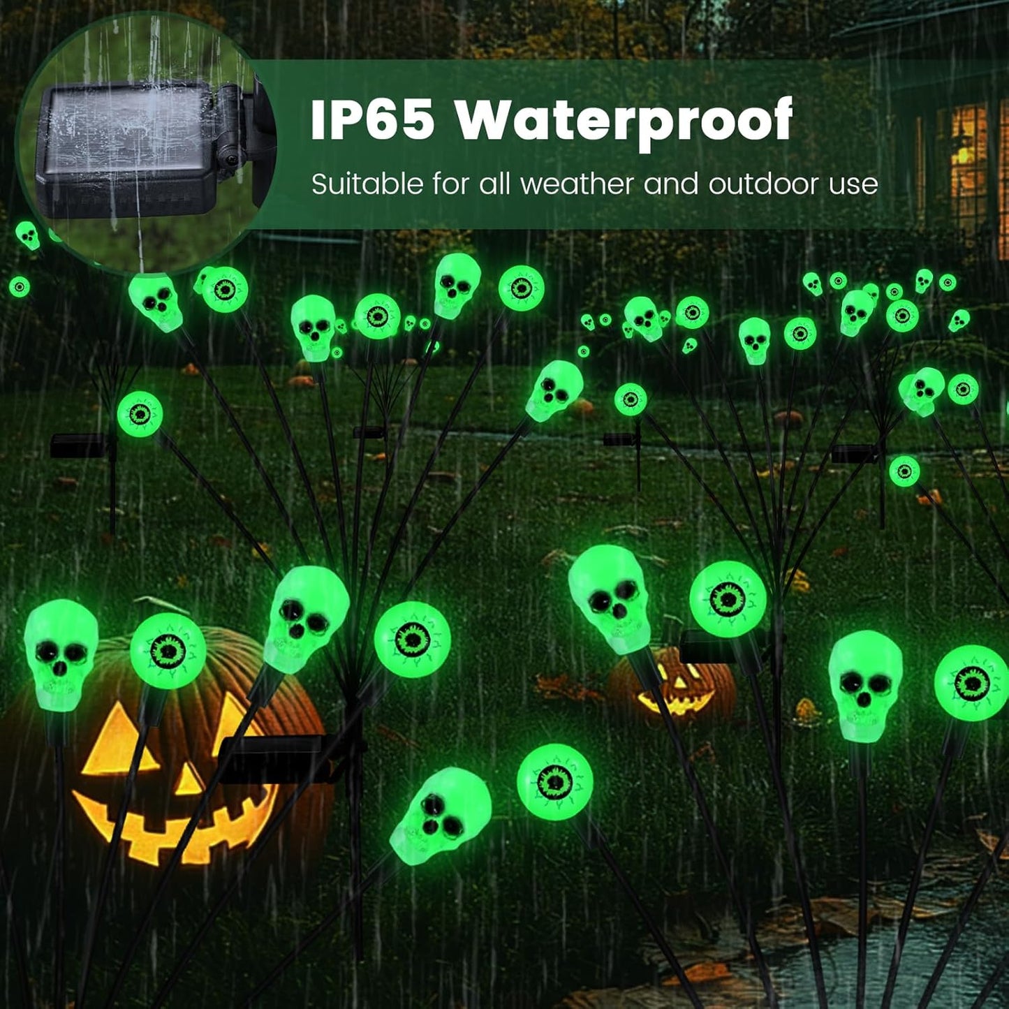 Solar Halloween Lights Outdoor,Halloween Decorations Outdoor, Scary Eyeball Lights,2PACKS 16LED,IP65 Waterproof, Decor for Garden/Yard/Patio/Lawn/Pathway(Green)