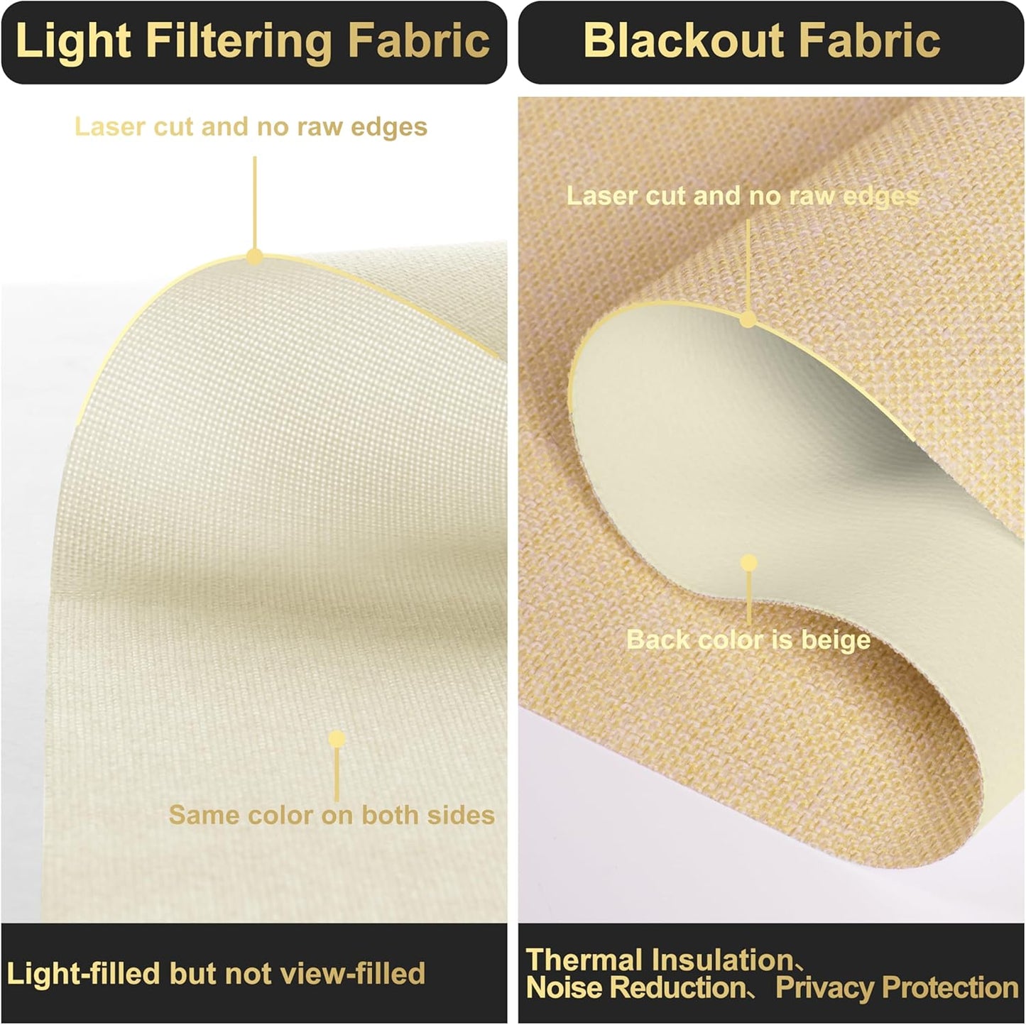 BERISSA Cordless Dual Roller Shades, Blackout & Light Filtering, Day & Night for Home Office & Door, Linen Beige, 40 W x 48 H