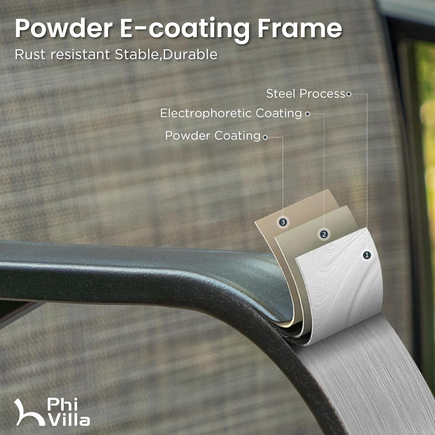 PHI VILLA 5 Piece Outdoor Bar Set, High Top Patio Table and Chairs with 4 Swivel Bar Stools (Grey) & Square Bar Bistro Table for Garden, Yard