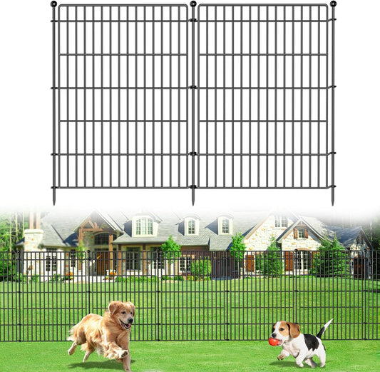 8 Panels No Dig Garden Fence Animal Barrier, 48in(H) × 21ft(L) Decorative Metal Outdoor Dog Fence, Rustproof Pet Fencing for Yard, Patio, Flower Bed -Temporary Fencing| Easy to Install