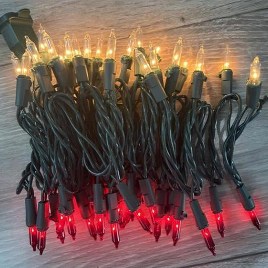 Red Clear Christmas Lights,13FT 50 Count Incandescent Mini Light,Green Wire Christmas String Lights Plug in Waterproof for Tree Xmas Wedding Indoor Outdoor Valentine's Day Decor (Red Clear, 50 Count)