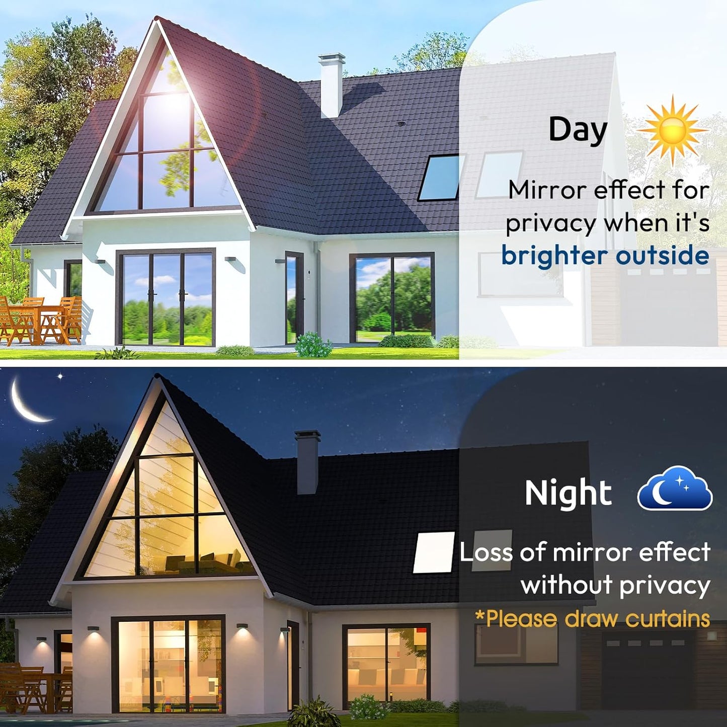 rabbitgoo Window Privacy Film One Way Window Tint for Home, Removable Reflective Heat Sun Blocking Anti UV Glass Door Covering, Mirror Tinting Film House Office, 17.5 in X 13.1 Feet, Silver