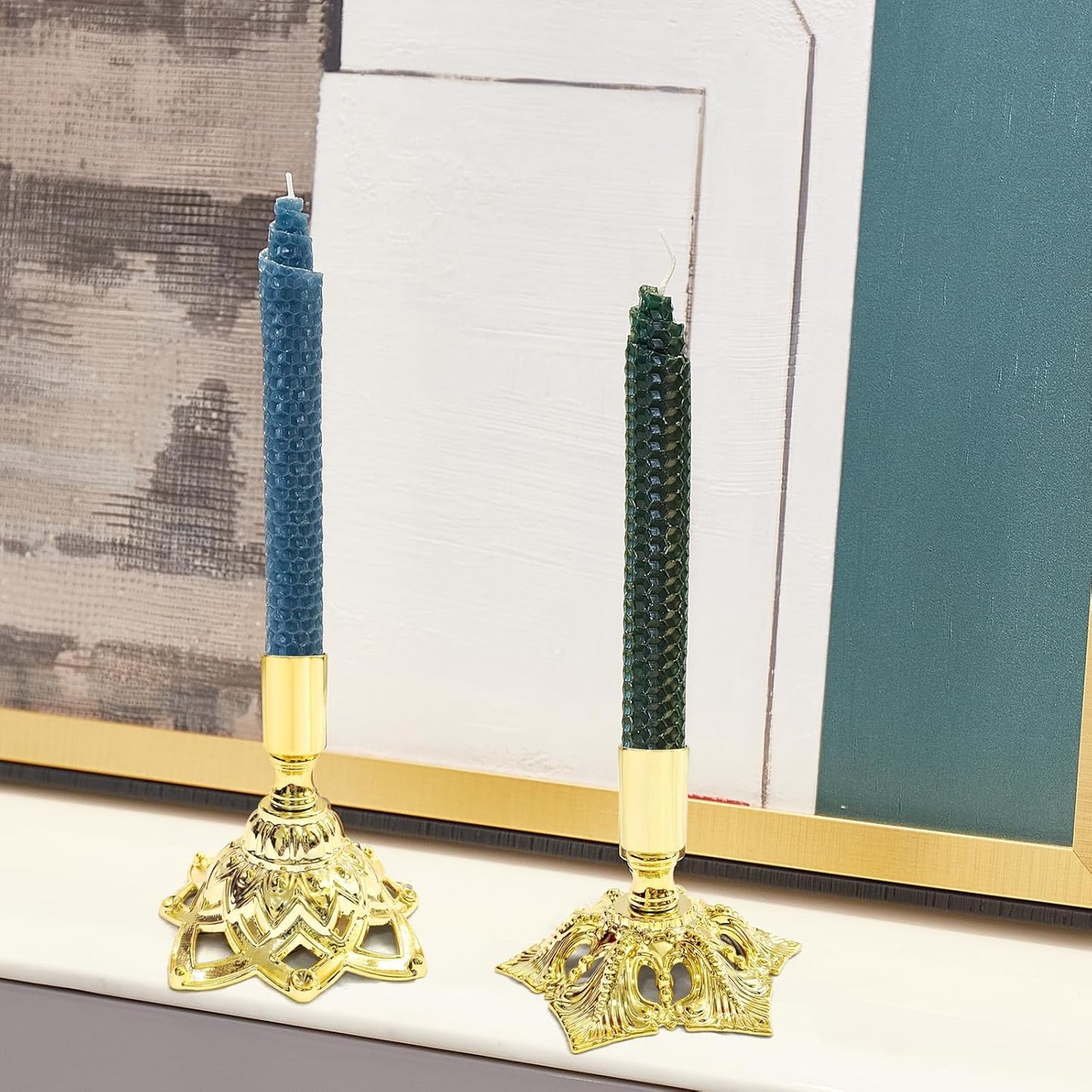 Candlestick Holders,Taper Candle Holder for Candlesticks Gold Plated Candle Metal Stick Candle Holders for Fireplace,Party, Dining,Wedding Decor,Fits 3/4 inch Thick Candle(Set of 2Pcs)