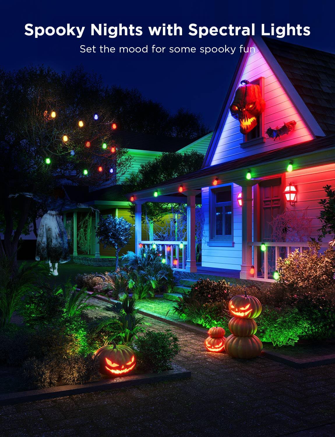 Govee Smart Outdoor String Lights H7015, 48ft RGBIC Outdoor Lights with 15 Dimmable LED Bulbs, IP65 Waterproof, Color Changing Warm White Lights with 47 Scene Modes for Patio, Backyard, App Control