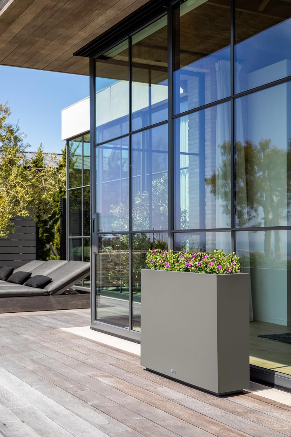 Veradek Block Series Span Plastic Planter - Tall Rectangular Planter for Indoor or Outdoor Patio/Porch, Gray, 30" in Height, 10" in Width, 38" in Length