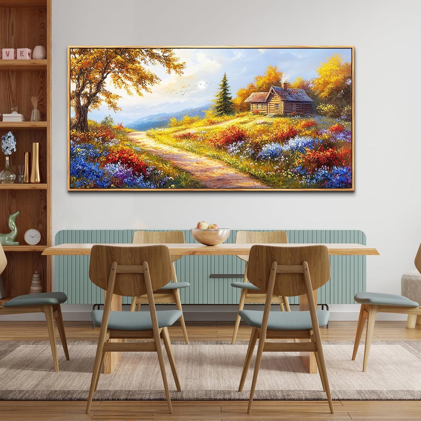KELIYUAN Large Wall Decor For Living Room Framed Canvas Wall Art For Farmhouse Office Mural For Bedroom Landscape Painting Print Artworks Pictures Dining Room Kitchen Modern Home Decor 30"X60"