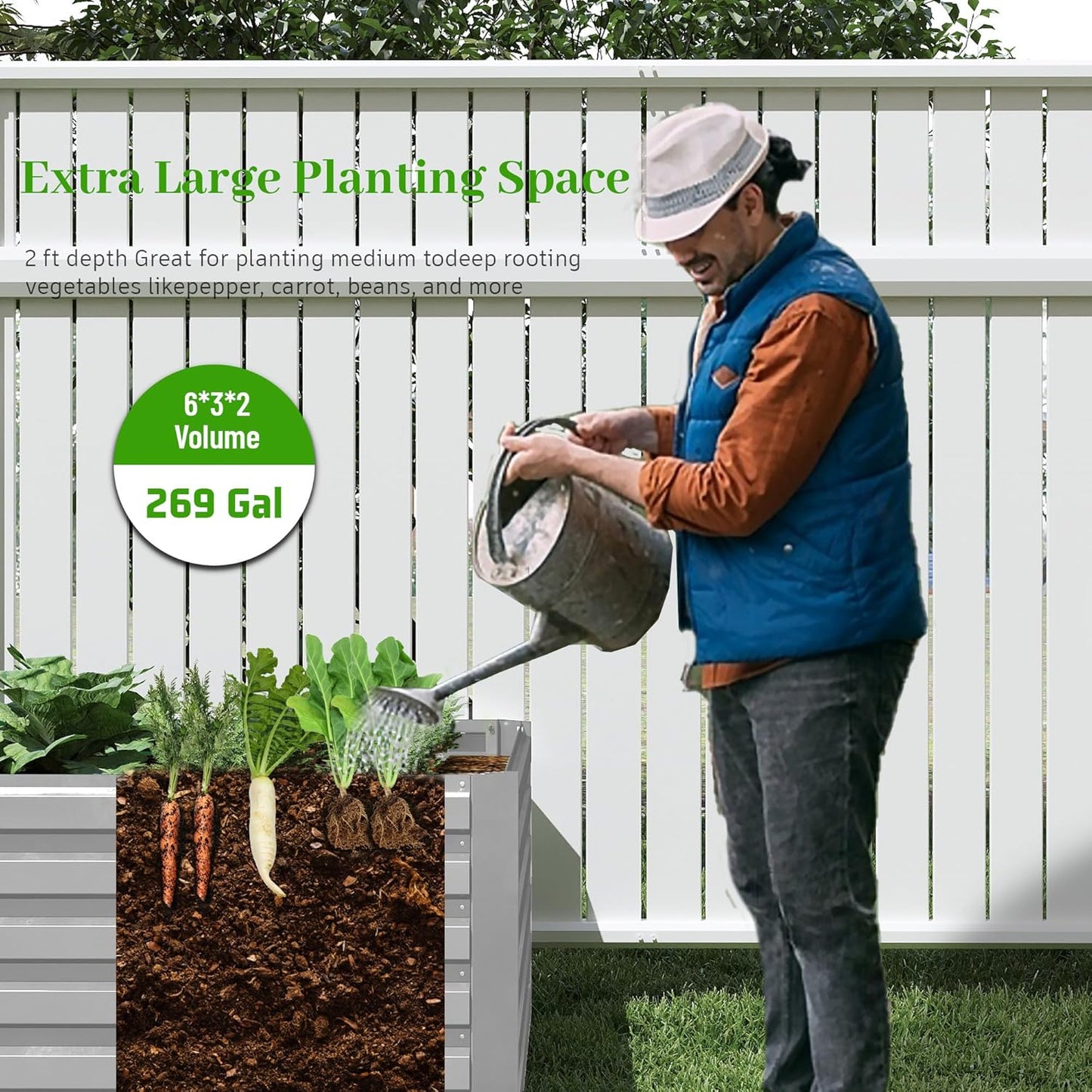 6x3x2 ft Raised Garden Bed, Large Metal Planter Raised Beds, Planters for Outdoor Plants for Vegetables, Flowers, Herbs, Fruits, and Succulents.(2 Pcs)