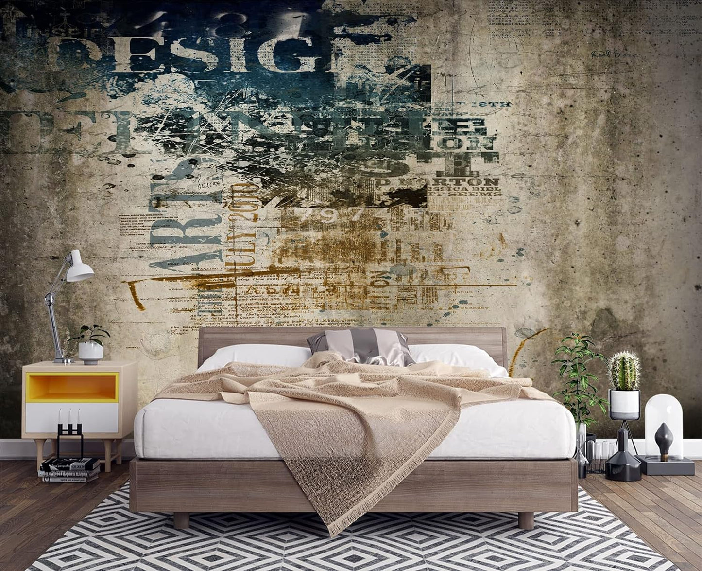 Retro Graffiti Wall Mural Wallpaper for Bedroom 137" x 100"