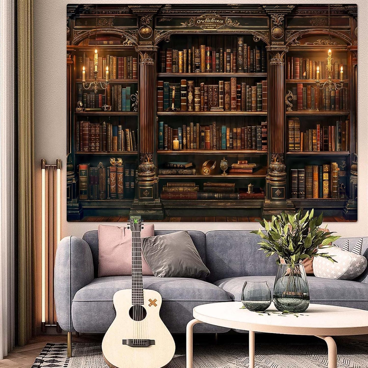 Accnicc Vintage Bookshelf Tapestry Medieval Art Book Tapestries Wall Hanging Gothic Dark Academia Retro Library Backdrop Tapestry for Bedroom Living Room Dorm Study Classroom 60 × 44 inch