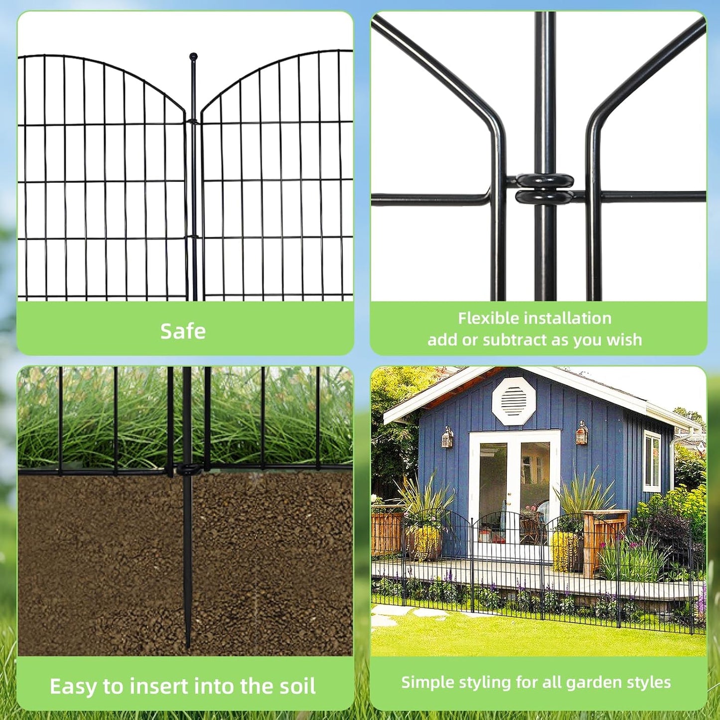 Decorative Garden Fence 40in (H) x12ft (L), 5 Pack No Dig Fence Animal Barrier for Dog, Arched Flower Bed Edging, Wire Border Panel Fencing for Yard Patio Outdoor Decor
