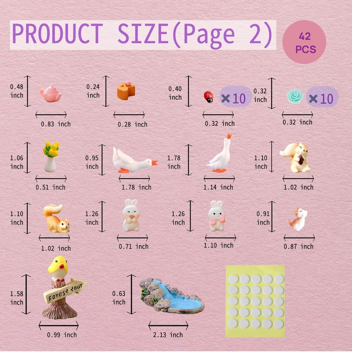 Swing Set of 42 Pcs Miniature Fairy Garden Accessories Outdoor Decor Figurines Kit for Kids, Mini Whimsical Ornaments and Decorations for Patio, House, Garden, Desk, Yard Supplies