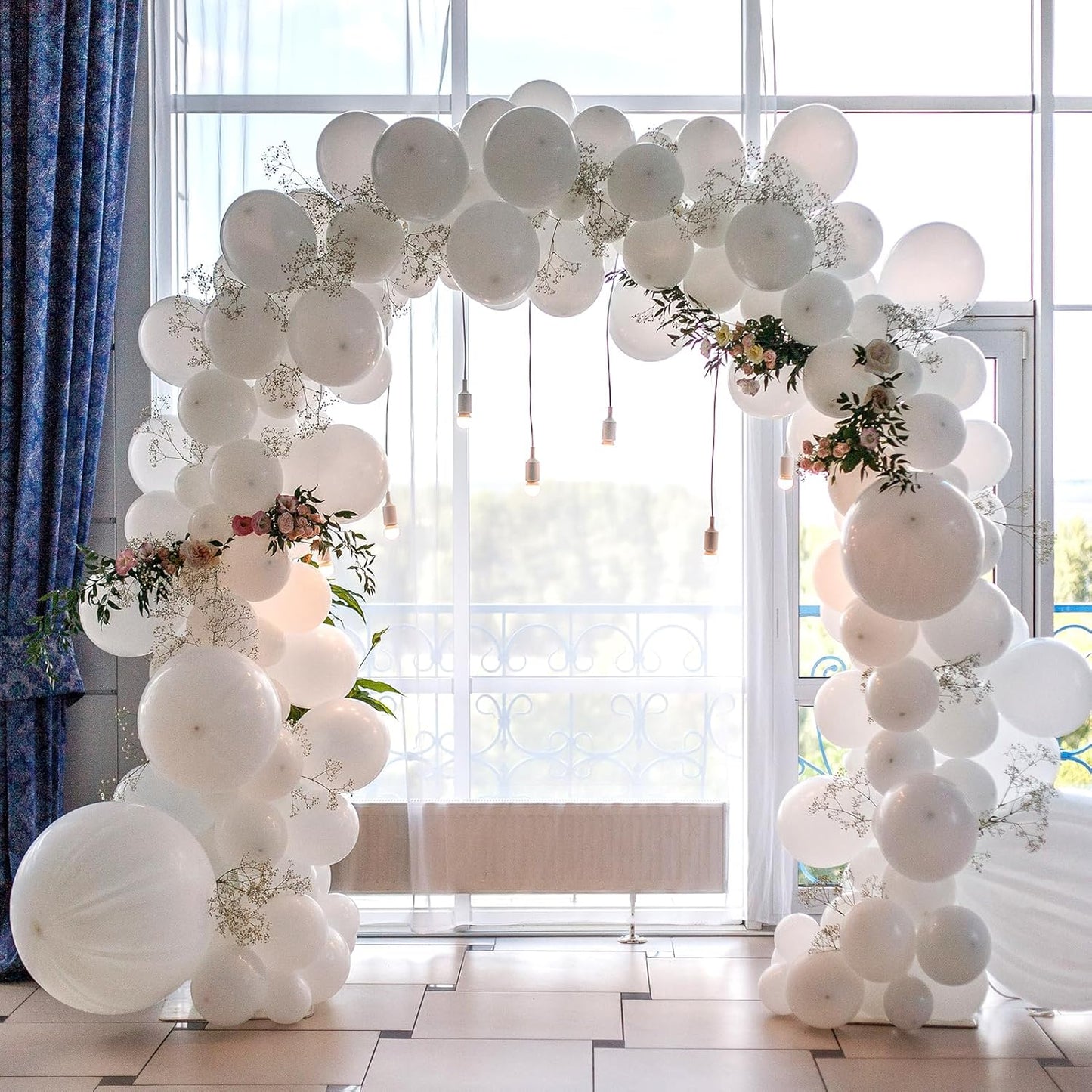 DOEWORKS Wedding Arch Stand, Party Show Backdrop Arch Frame, Garden Metal Arborwith Round Top, 7'9'' High x 4'7''Wide