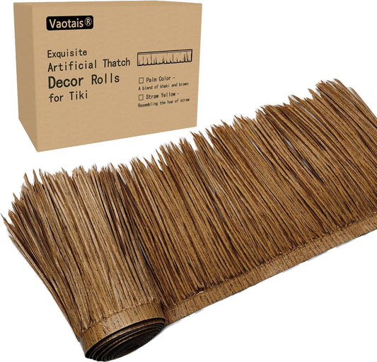 Premium Mexican Style Artificial Palm Thatch Roof Rolls. 5 Lengths, 2 Colors. Waterproof. Easy Install. Ideal for Tiki Bars, Parties, Gardens & Fences (10ft x 16in - Palm Color Thatch)
