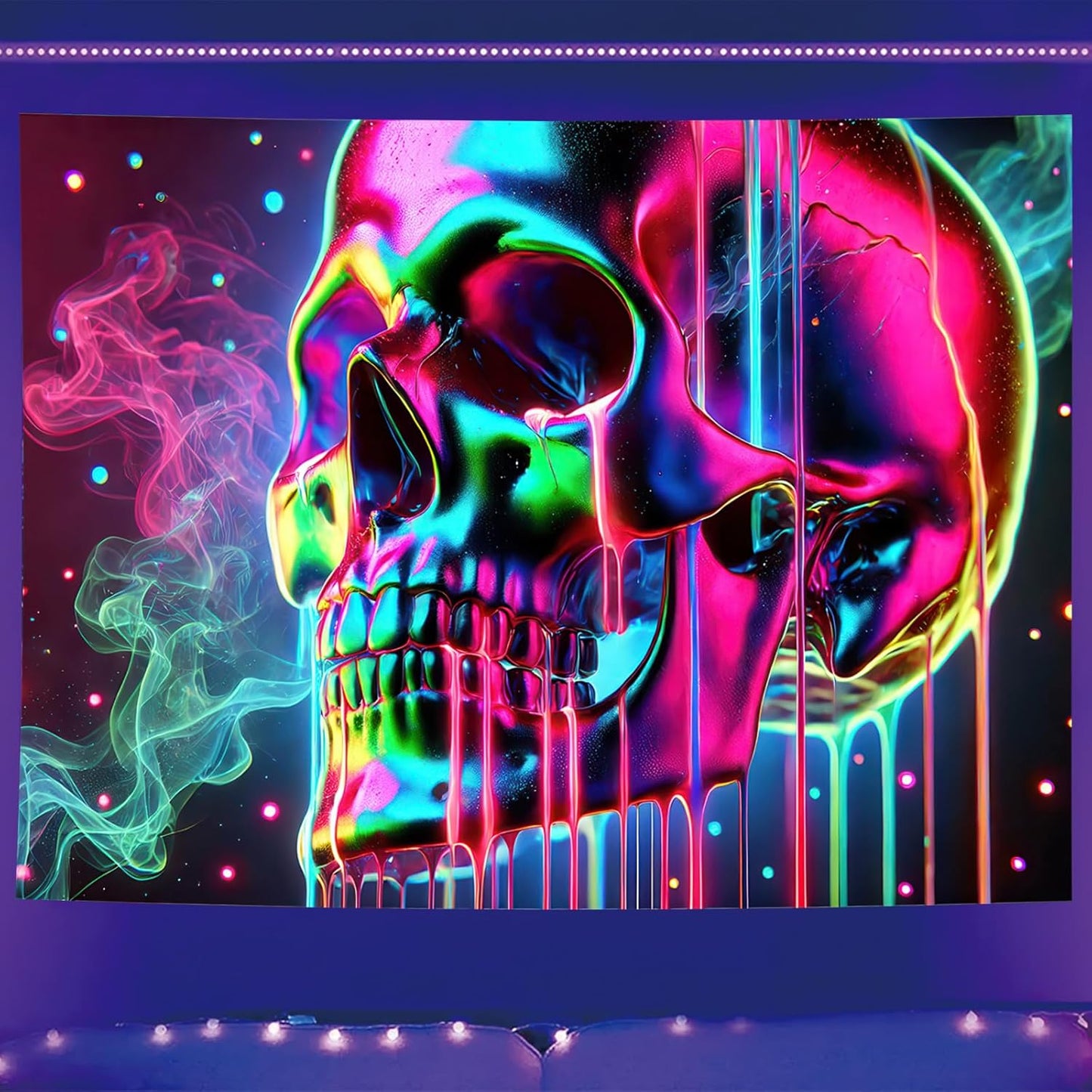 Starlit Patio Blacklight Skull Tapestry Glow In The Dark Tapestry the Kissing Lovers UV Reactive Skeleton Lovers Tapestries 78 x 59 Inches Posters Wall Hanging for Bedroom Living Room Aesthetic