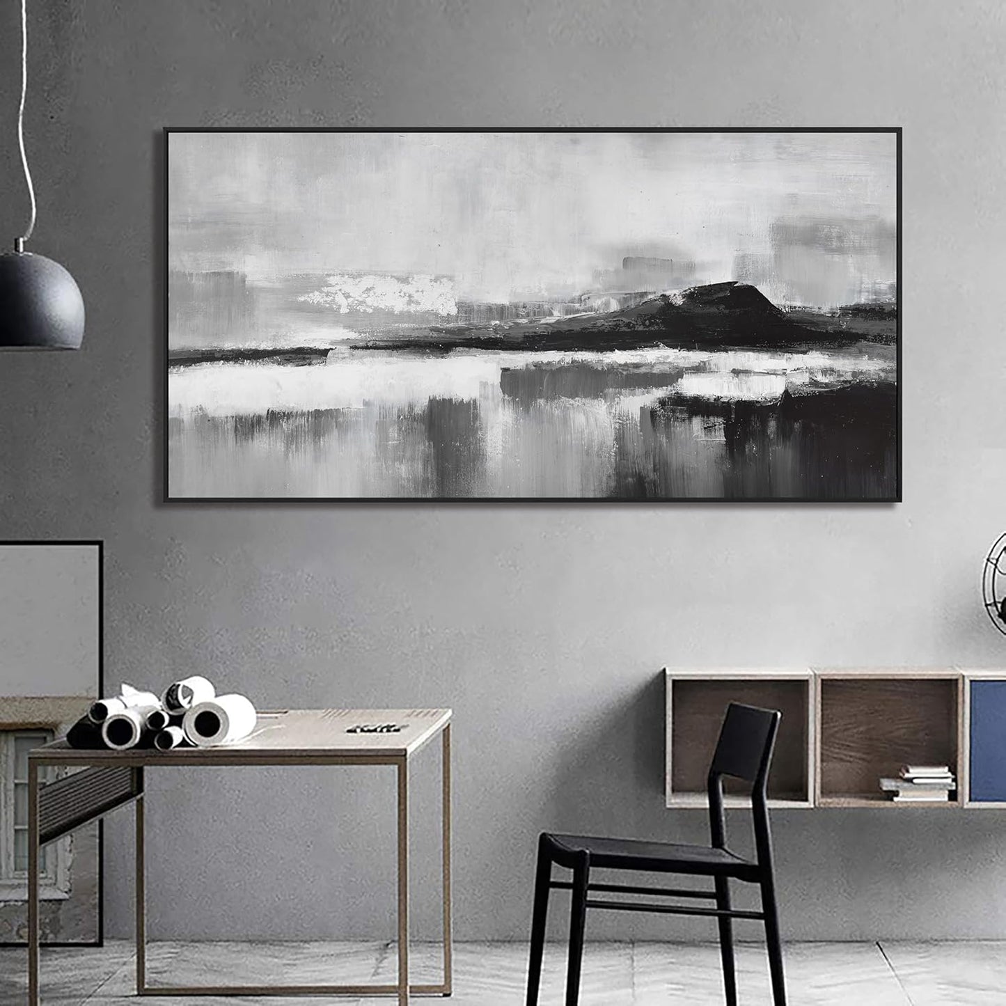Abstract Wall Art Decor Large Canvas Art Wall Decor Prints Black and White Wall Art Decor Modern paintings Wall Decorations for Living Room Bedroom Kitchen Office 29" × 58"With Framed