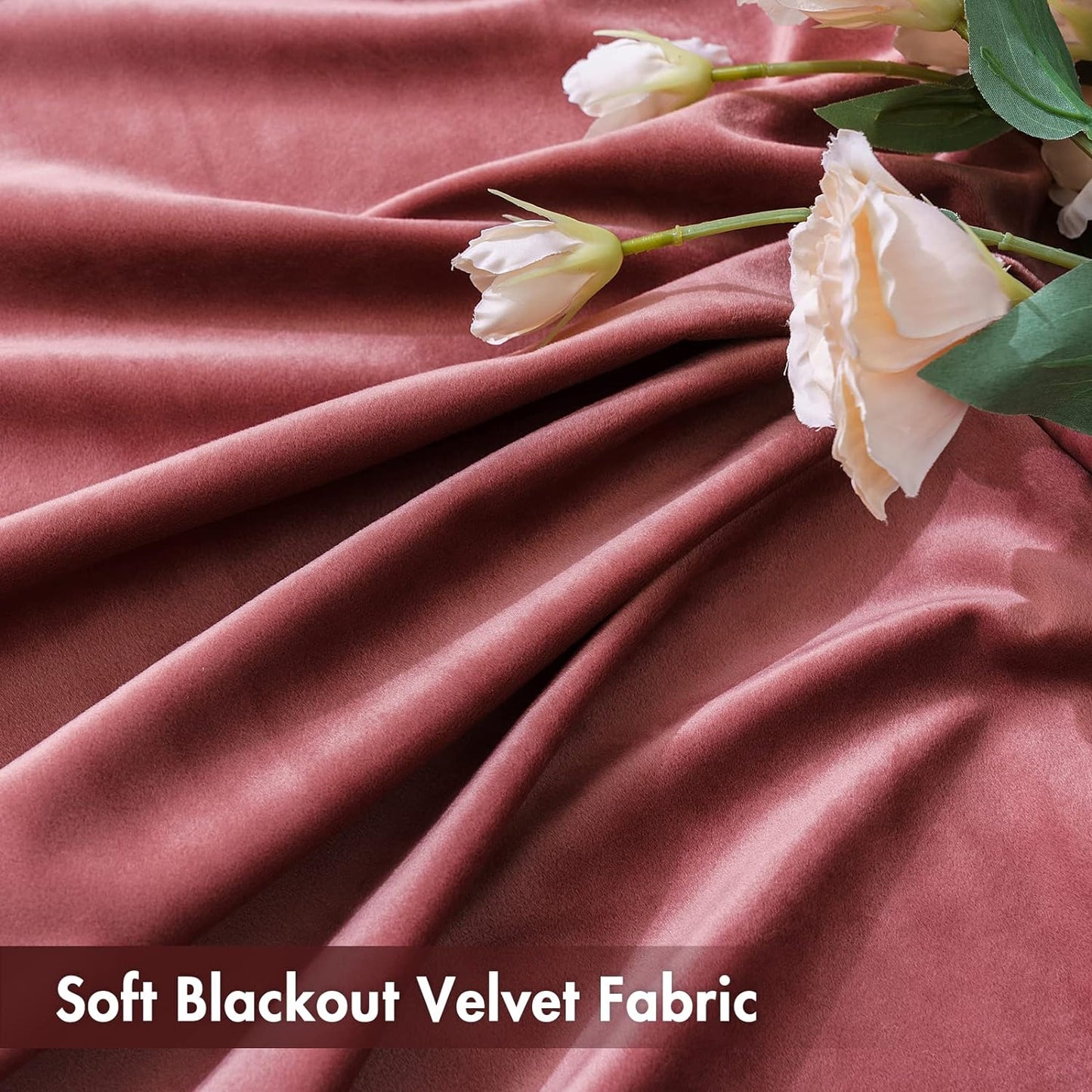 MIULEE Dusty Rose Pink Velvet Curtains Thermal Insulated Blackout Curtain Drapes for Bedroom Living Room Darkening 72 Inches Long Curtains Panels Rod Pocket Set of 2