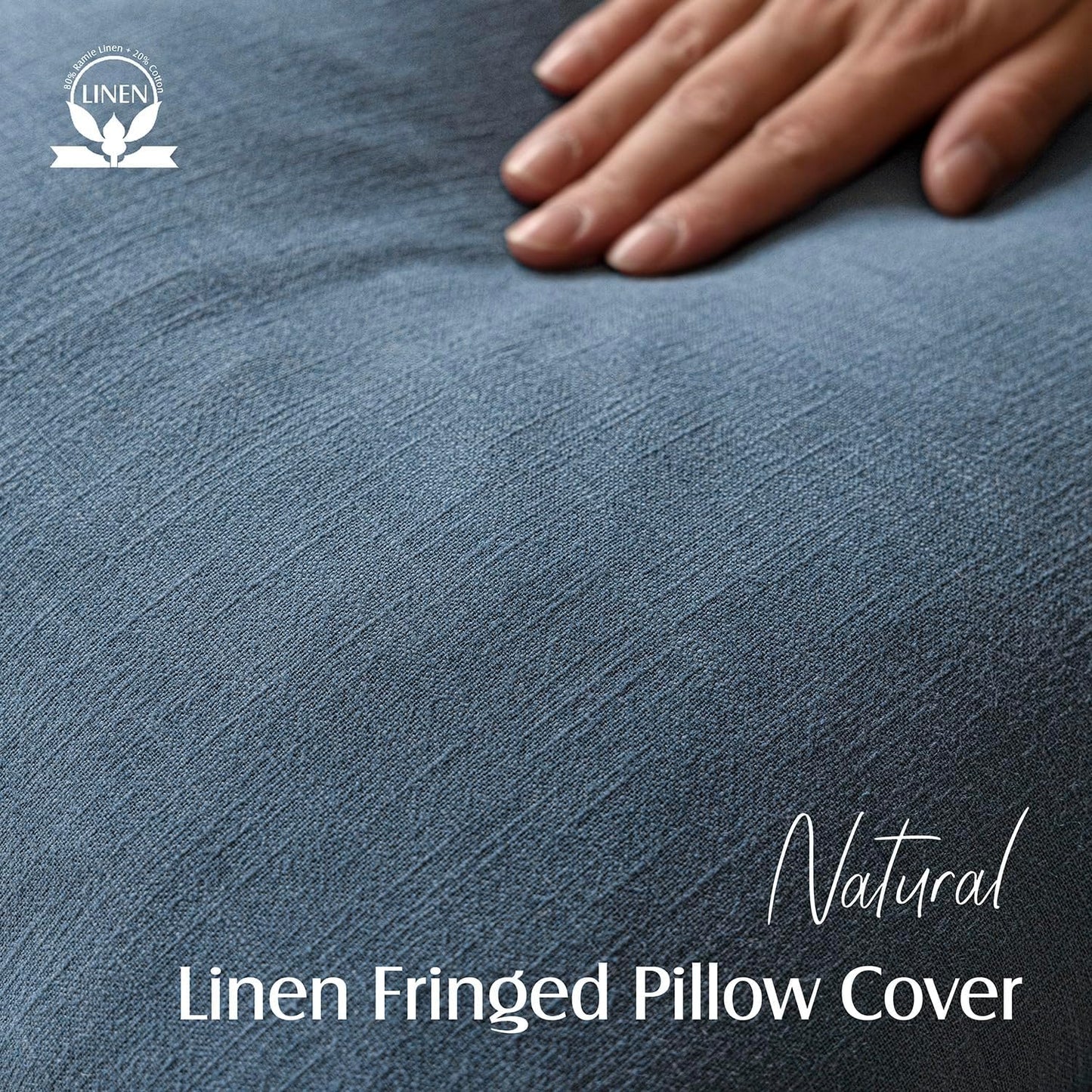 Foindtower Set of 2 Decorative Linen Fringe Throw Pillow Covers Cozy Farmhouse Cushion Cover with Tassels Accent Pillowcase for Couch Chair Sofa Bed Living Room Home Decor,24×24 Inch,Dark Blue