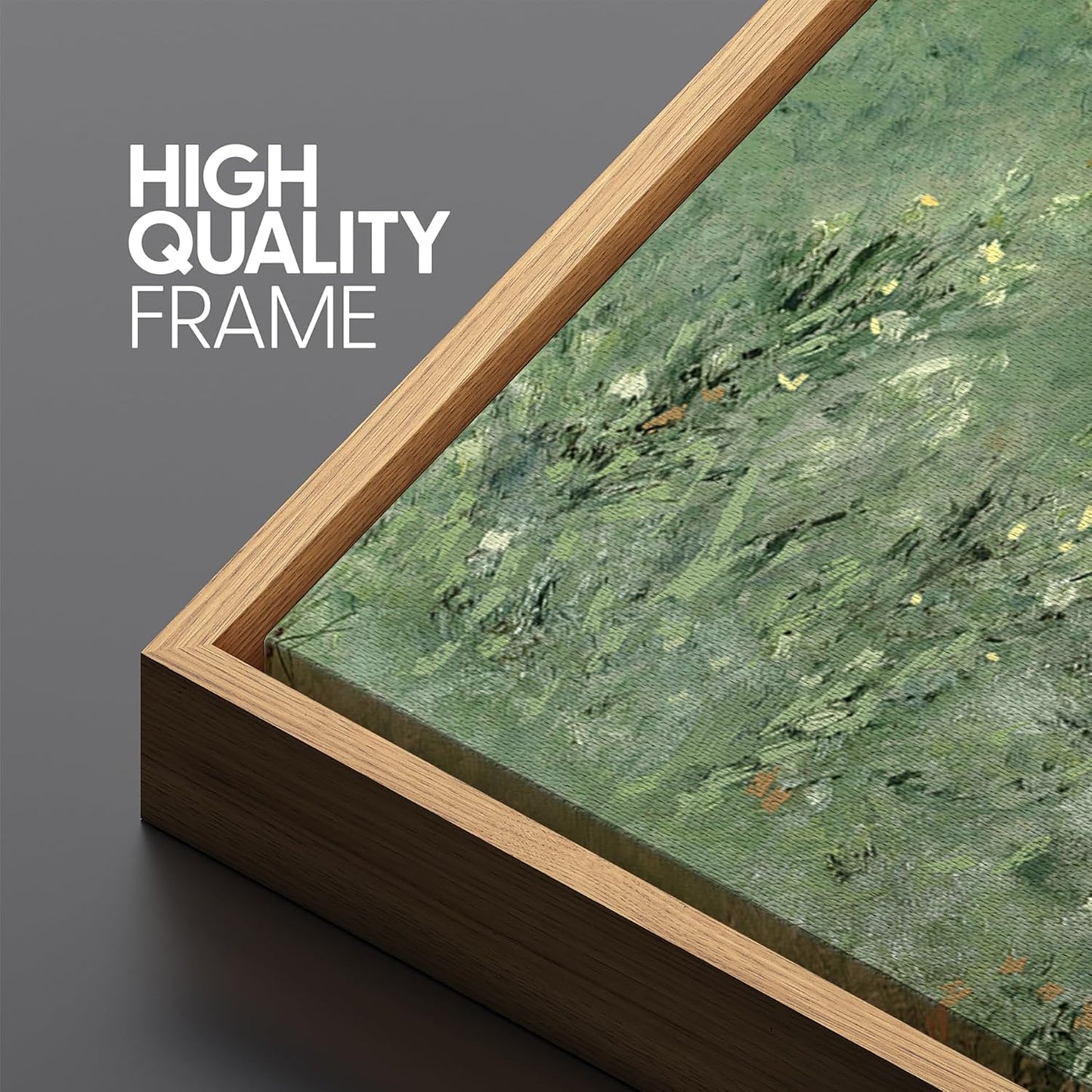 MUDECOR Extra Large Framed Canvas Print Wall Art Meadow's Embrace Impressionist Wildflower Antique Retro Fine Art Illustrations Decorative Colorful for Bedroom - 60"x30"