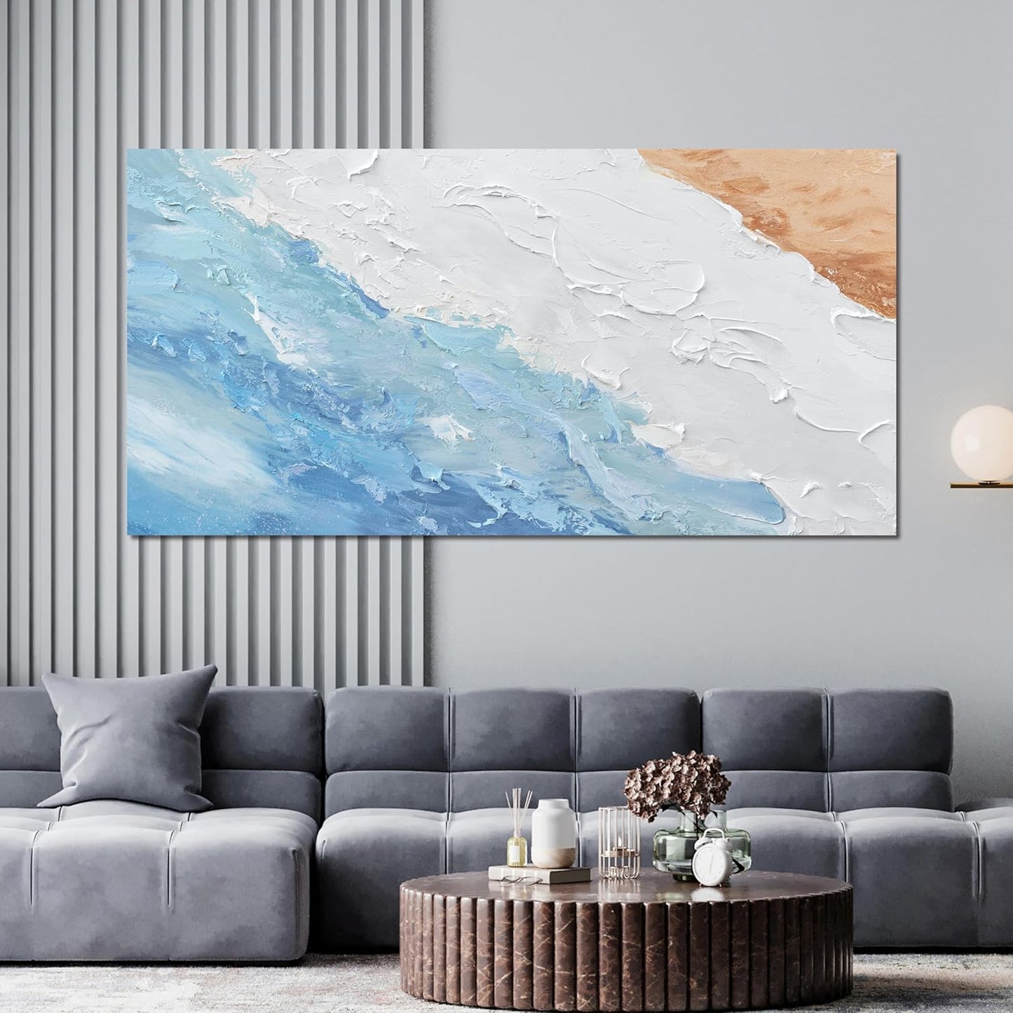 Canvas Wall Art Decor Wall Art Pictures for Living Room Abstract Canvas Art Wall Decor Large Modern Abstract Wall Art Prints White Blue Aesthetic Wall Art Artwork for Walls Home Office Decor 29"X58"