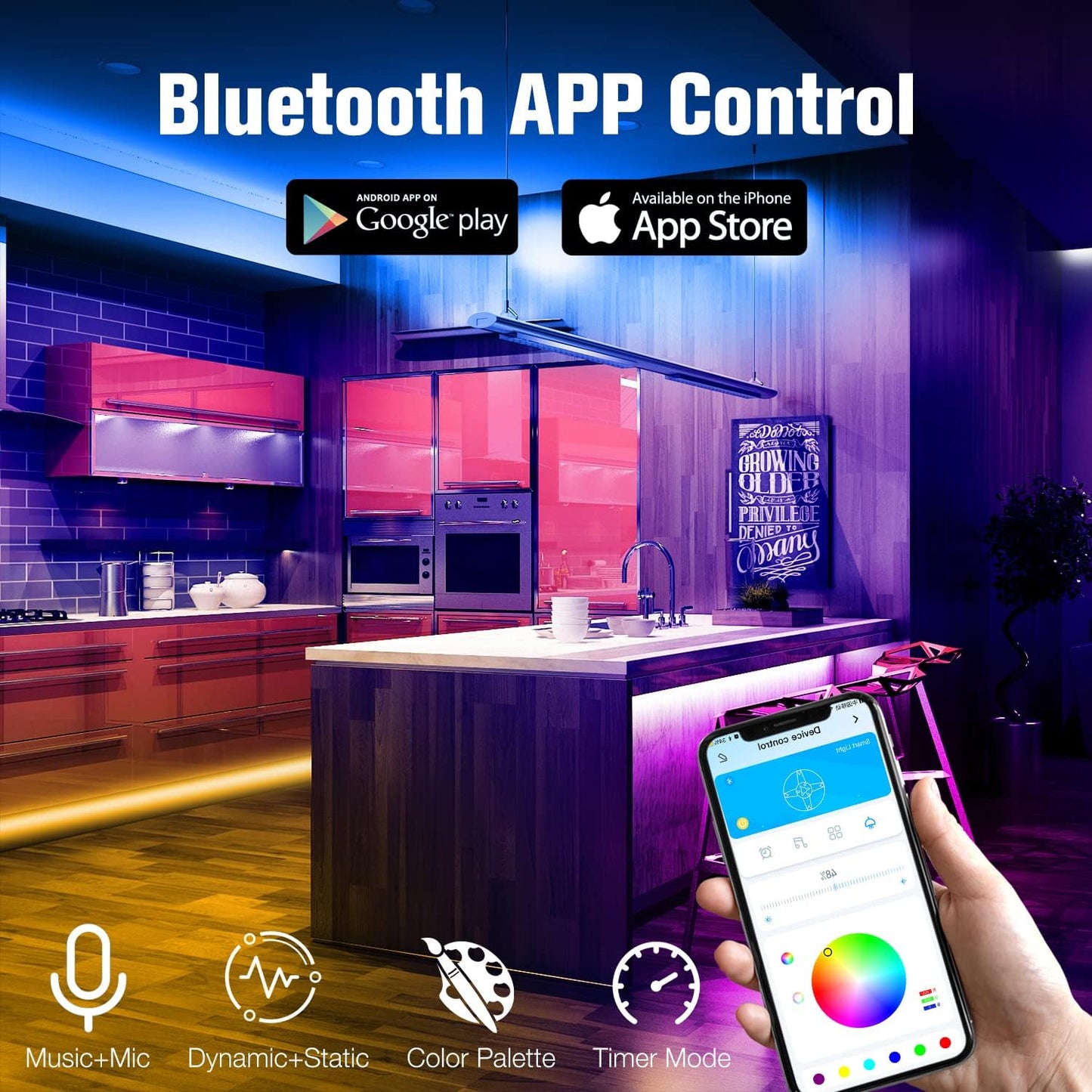 DAYBETTER LED Strip Lights 200 ft (2 Rolls of 100 ft), Smart App Control Lighting Bedroom Rome Decor with Remote, RGB Music Sync Color Changing LED Lights for Party