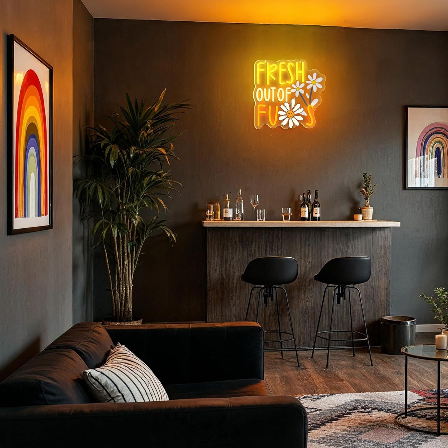 FRESH OUT OF FUS Neon Sign, Funny Novelty Neon Signs for Wall Decor, Dimmable Acrylic Neon Lights for Living Room Bedroom Party Decorations, Perfect Gifts