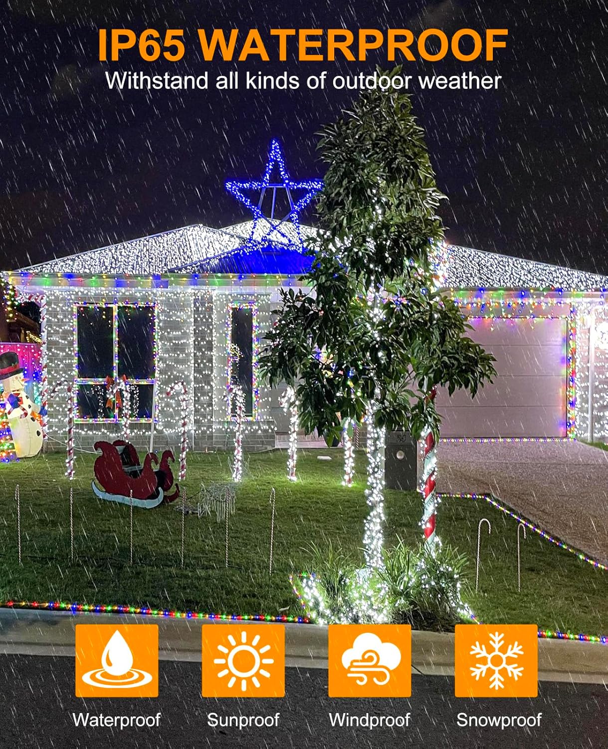 40FT 120 LED Christmas Lights Outdoor, Green Wire Christmas Tree Lights with 8 Modes & Waterproof, Connectable Plug in String Light for Indoor Bedroom Yard Party Wedding Decorations, White