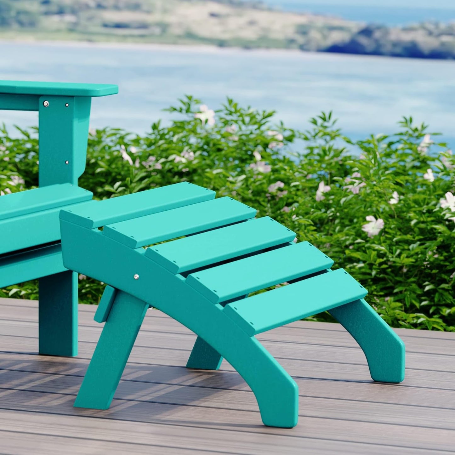 WestinTrends Dylan Outdoor Patio HDPE Adirondack Ottoman Footrest, Turquoise