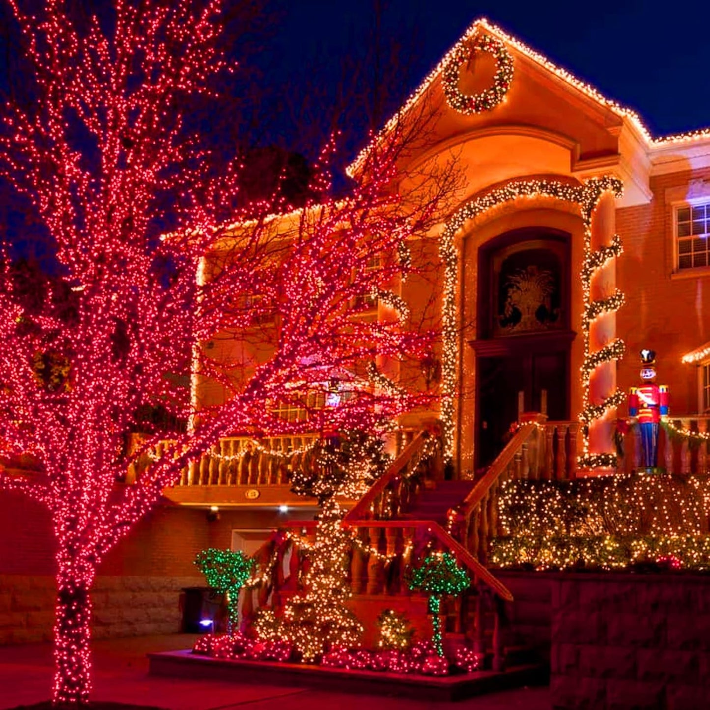 Dazzle Bright Christmas String Lights, 132FT 400 LED Connectable Green Wire 8 Modes String Lights, Waterproof Christmas Lights for Indoor Outdoor Patio Party Wedding Decorations, Red