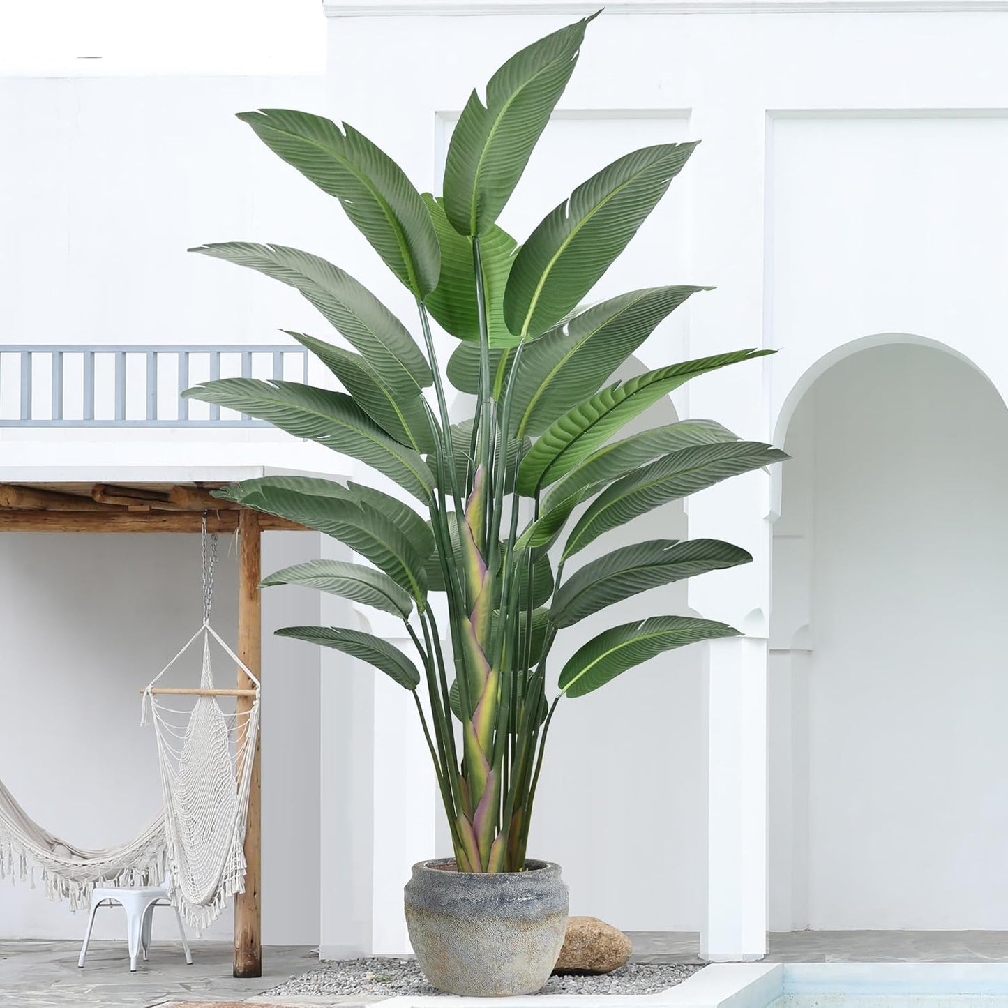 9FT Artificial Bird of Paradise Tree(108in) Tall Faux Plant with Large Trunks and Realistic 25 Leaves, Fake Tropical Floor Potted Artificial Plants for Home Office Indoor Decor (9feet,1Pack)