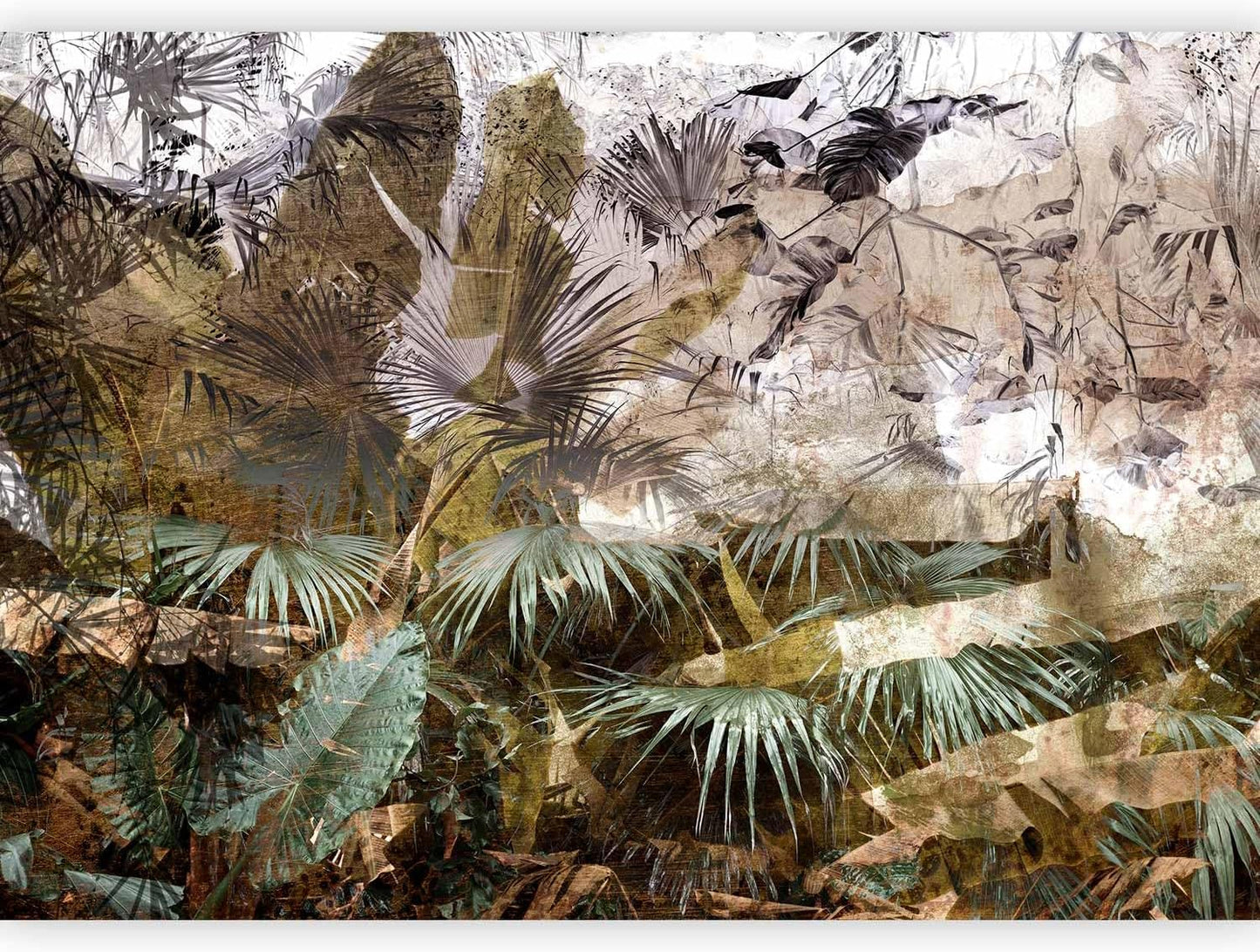 artgeist Wall Mural Tropical Leaves 157x110 in - XXL Non-Woven Wallpaper Fleece Wall Decor Photo Print Picture Image Design Jungle Nature Palm Leaves Like Painted b-C-0789-a-a