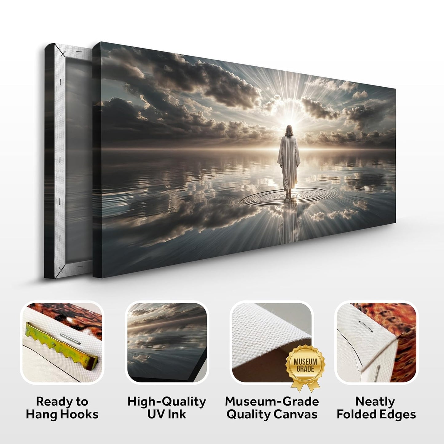 TAILORED CANVASES Jesus Walking on Water Canvas – Christian Wall Art, Jesus Canvas Wall Art, Jesus Pictures for Wall, Jesus Walks Jesus Poster, Jesus Art, Jesus Walking on Water Wall Art - 10x20