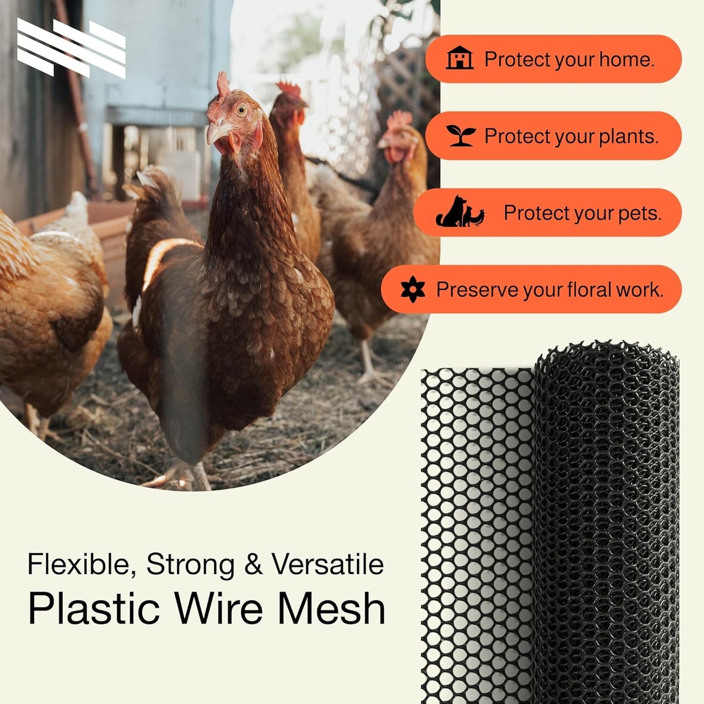 MaPorch Plastic Wire Mesh Fence - Black, 15.71" x 10 ft - Plastic Chicken Wire Fencing for Dogs, Rabbits & Poultry - Chicken Netting - Snake Barrier - Balcony Netting for Pets - Balcony Cat Barrier