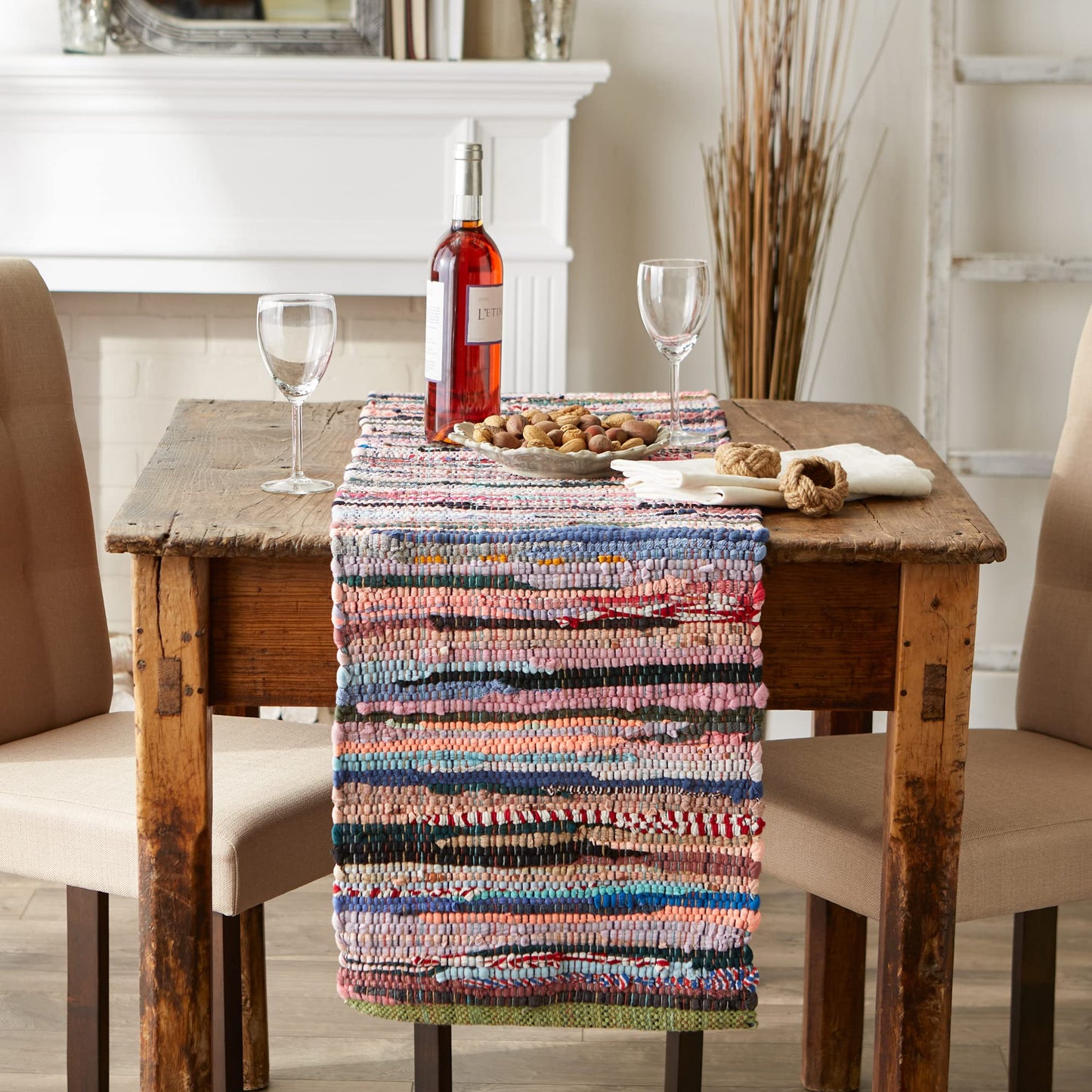 DII Handmade Chindi Table Runner (14x72 Inch) – Multicolor, Reversible & Machine Washable Farmhouse Decor