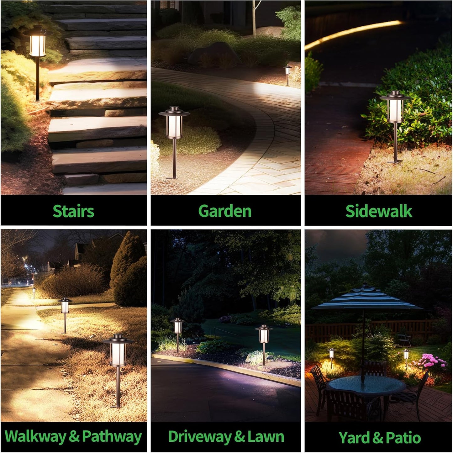 Low Voltage Landscape Path Light, Warm & Cool White Selectable Pathway Lights Wired, 12v Walkway Lamp IP65 Waterproof, LED Oil-Rubbed-Bronze Aluminum 150LM for Outside Patio Yard (4 Pack)