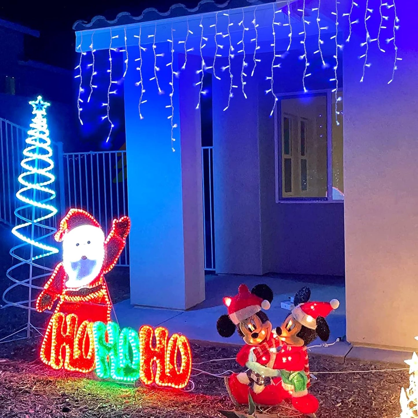 YEGUO 400 LED Blue Icicle Lights Outdoor Waterproof, 33ft 80 Drops Icicle String Lights Connectable, 8 Modes Icicle Christmas Lights with Memory