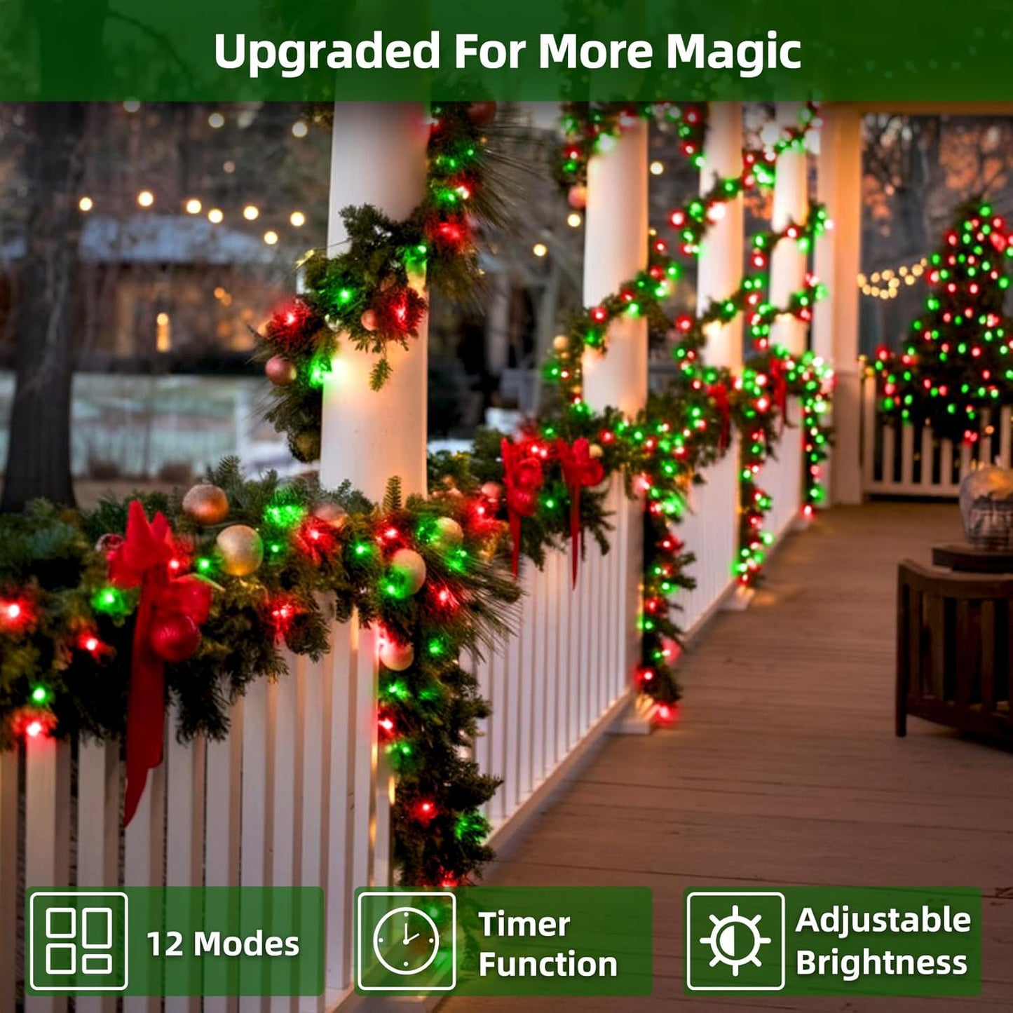 1500 LED 470FT Christmas Lights Outdoor,12 Lighting Modes Christmas String Lights with Timer, Dimmable Red & Green LED StringLights Waterproof for Yard Tree Wedding Party Holiday Red & Green